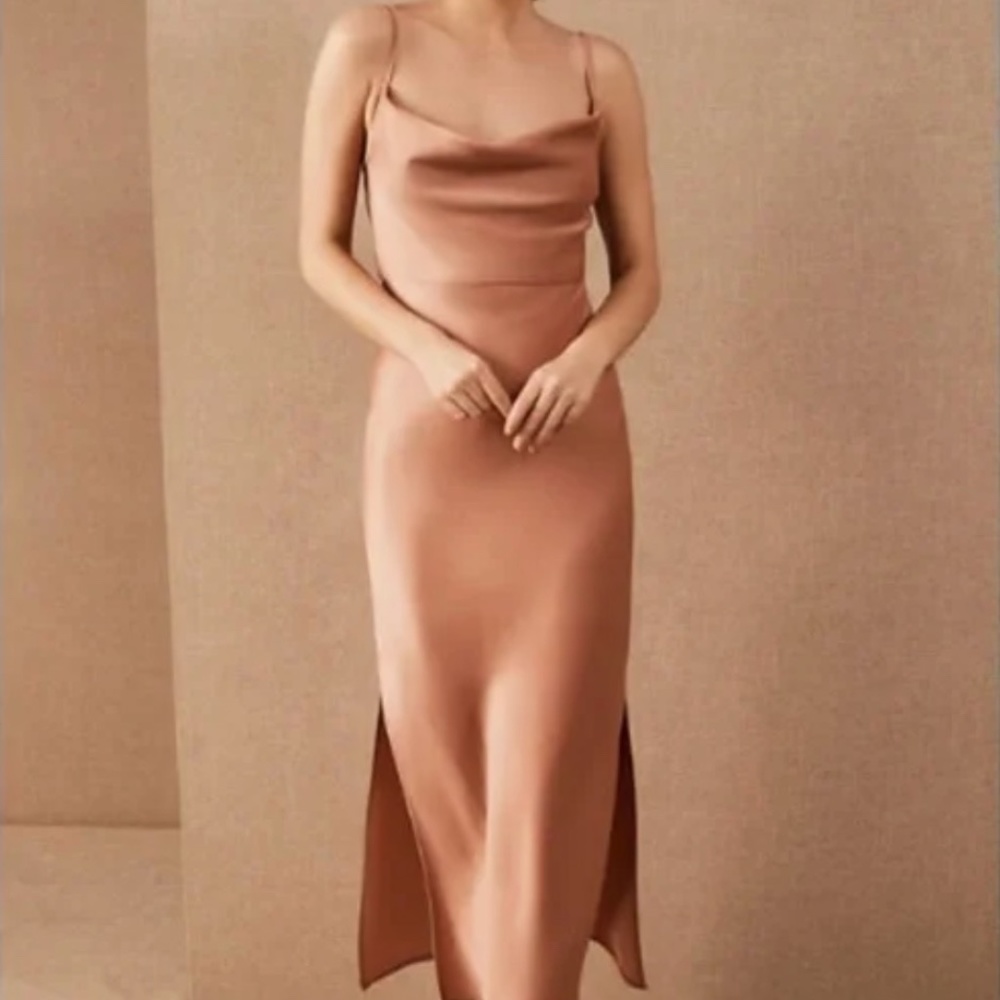 Sachin & Babi; Cali Satin Charmeuse Midi Dress: color Sedona Sunset - Worn ONCE